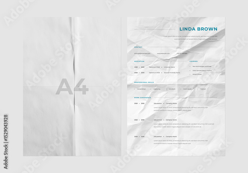 A4 Mockups with Crumpled Paper Textures and Folds