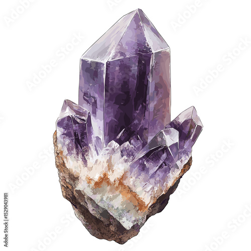 Amethyst violet quartz crystal vector isolated on a white background