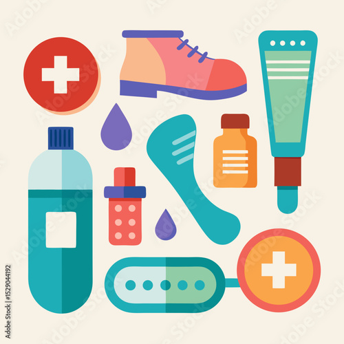 International Podiatry Day Foot Health Vector Icons and Abstract Medical Illustration