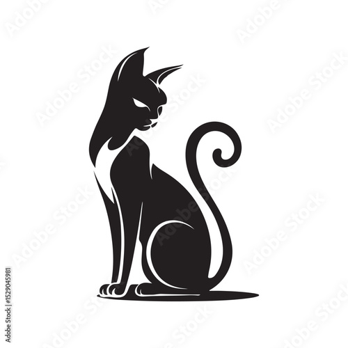 Elegant Stylized Black Cat Illustration - Perfect for Modern Pet Lover Designs