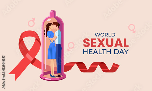 Condoms used during sex to prevent pregnancy and sexually transmitted diseases. World Sexual Health Day.