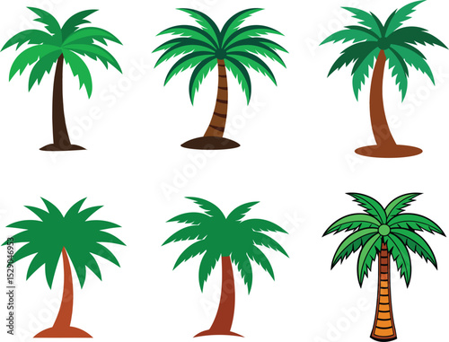 palm trees on the beach, palm tree set vector 