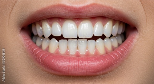 Bright white teeth and pink lips