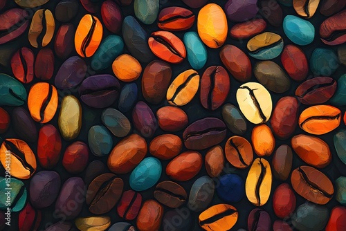 Colorful Coffee Beans a Vibrant Roasted Delight
