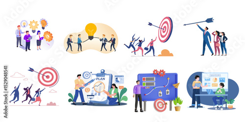 Teamwork collaboration business strategy planning target achievement success goal