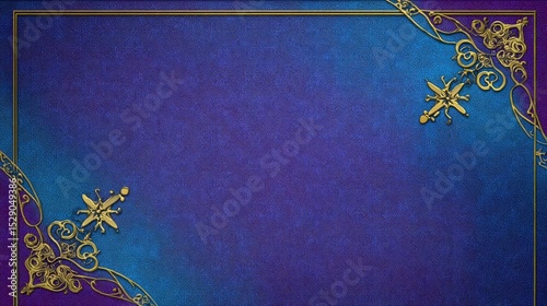 Royal Blue and Gold Ornamental Frame Design