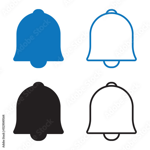 Notification bell icon set. Notification bell solid and Line icon style. vector illustration eps file.