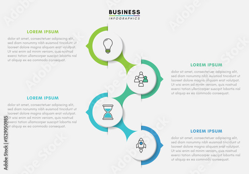 Business infographics design template with 4 steps or icons