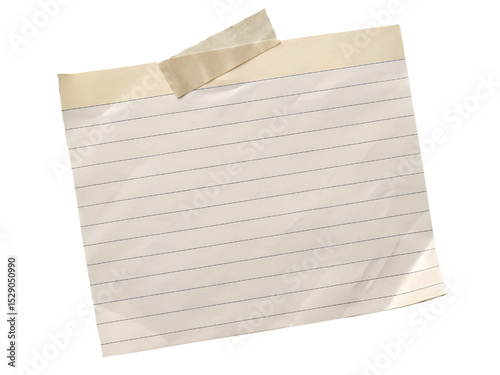 Lined Note Paper Attached with Tape Isolated on transparent background, Isolated Png, Isolated on transparent background, Isolated Png file, Cut-out, No Background, Isolated object