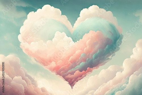 heart of clouds abstract background 