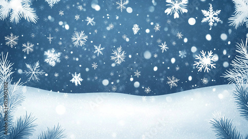 Winter Snowflake Background. Frosty Snow Scene