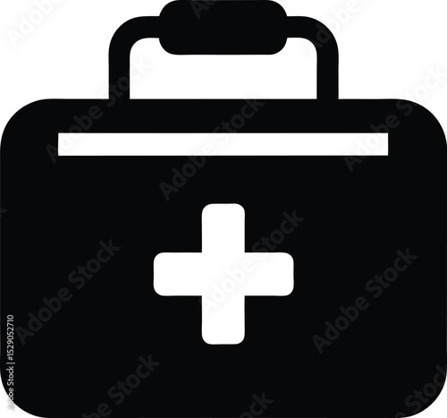 black silhouette of a first aid kit icon