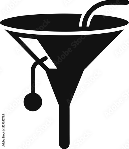 black silhouette of a funnel with leads icon