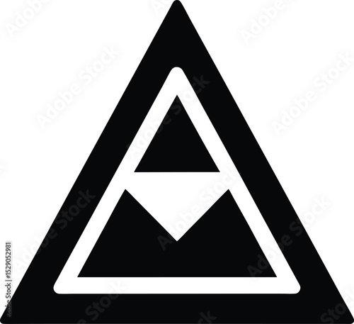 Yellow triangle road sign with black border, a universal symbol of caution and hazard, alerting to high voltage electricity