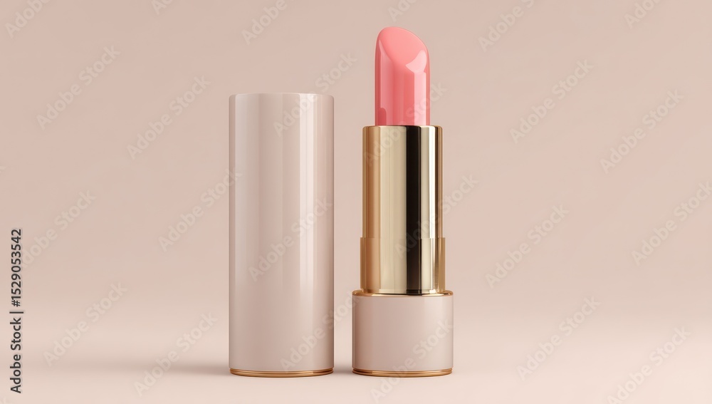 Obraz premium Sleek 3D wool lipstick tube mockup, providing ample space for branding with a simple and elegant design.