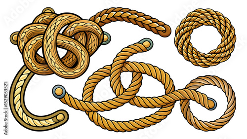 Vector Illustration of Decorative Knots and Rope Designs