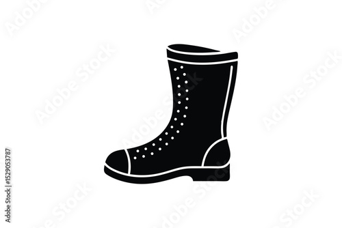 Silhouette art illustration of an Oktoberfest boot with folded leather top.eps
