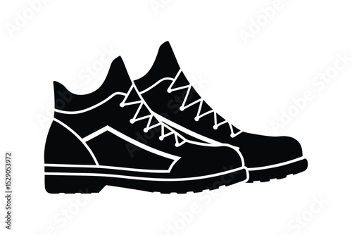 Silhouette art illustration of alpine hiking boots used during Oktoberfest parades.eps