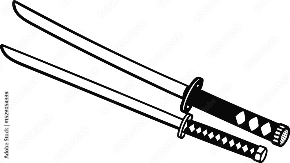 Fototapeta premium Katana sword flat vector design.