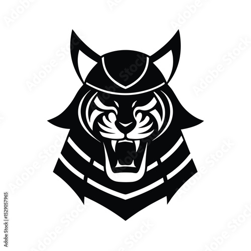 Samurai Tiger Head vector silhouette