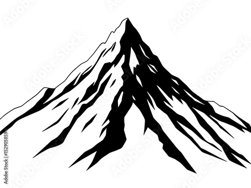 simplified black and white silhouette of a mountain