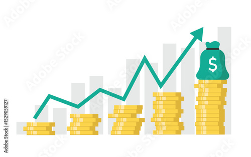 Financial investment chart growth background. Vector