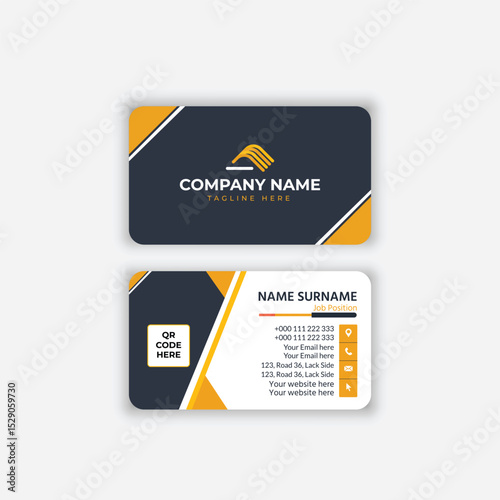 Modern business card design, Creative modern clean corporate double-side business card template, personal visiting card, vector illustration.