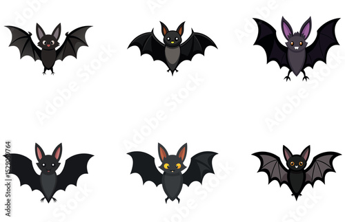 Bat Vector Designs Flat Minimal Bat Illustrations for Stickers, Shirts, and Digital Art