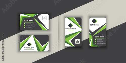 Double-sided creative business card template. Portrait and landscape orientation. Horizontal and vertical layout. Vector illustration