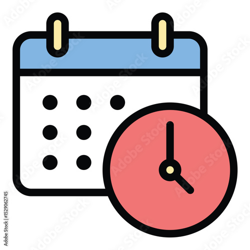 Deadline icon flat line style illustration representing time limits and project scheduling, suitable for productivity, planning, and business-related projects