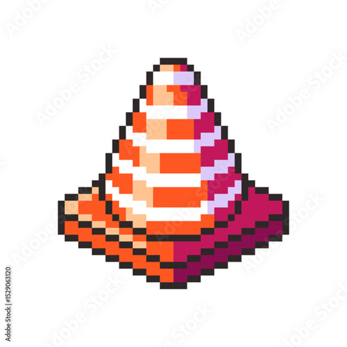 Pixel art Traffic cone game asset design