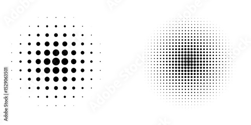 Circle Halftone Dotted Shape Set