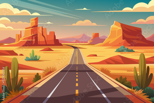 Desert highway to Monument Valley, a scenic journey through the American Southwest's rocky landscape under a vast sky