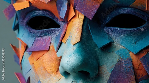 Close-up of a face with vibrant, abstract painted designs.