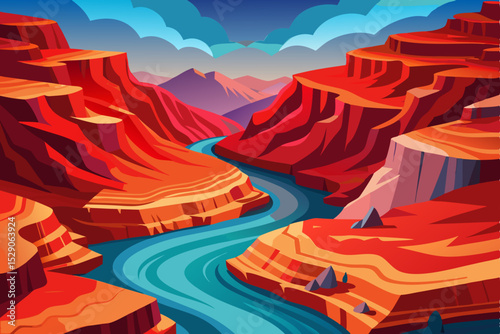 Orange sunset over desert mountains with a car and tent for travel