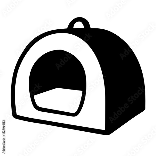 Silhouette of felt pod pet bed with handle, portable pet comfort