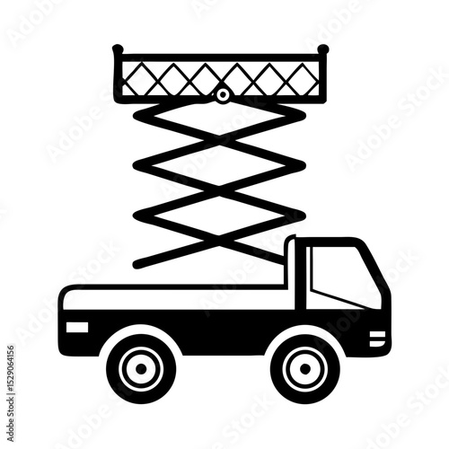 Scissor lift truck icon