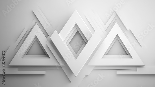 Minimalistic White 3D Geometric Triangle Design