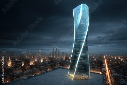 Twisted Skyscraper at Night