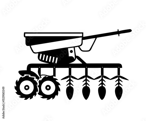 Grain drill icon, modern design, agricultural machinery, planting equipment