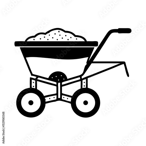 Fertilizer spreader icon, modern design, agricultural equipment for soil enhancement