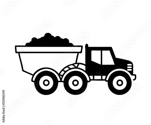 Manure spreader icon, modern design, agricultural transport equipment
