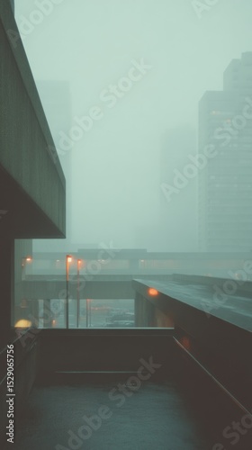 Urban Fogscape: Concrete Architecture in Dense Mist