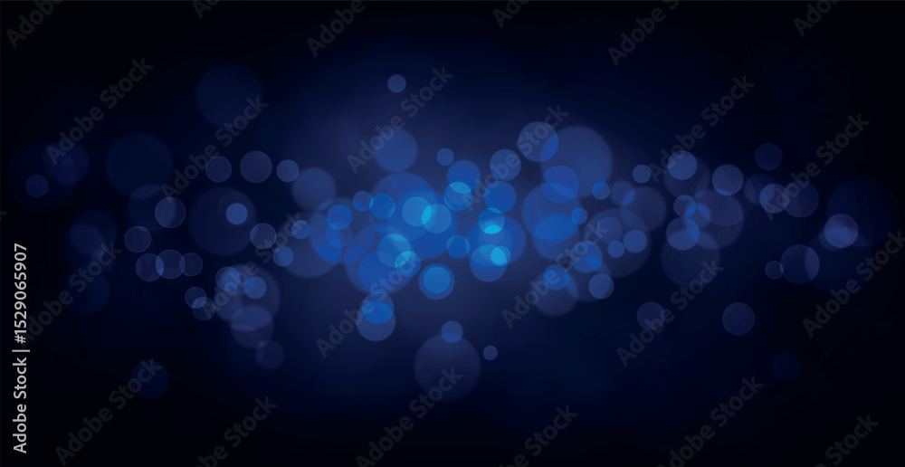 Abstract blue bokeh background with defocused circles and glitter. Decoration element for Christmas and New Year holidays, greeting cards, web banners, posters - Vector illustration