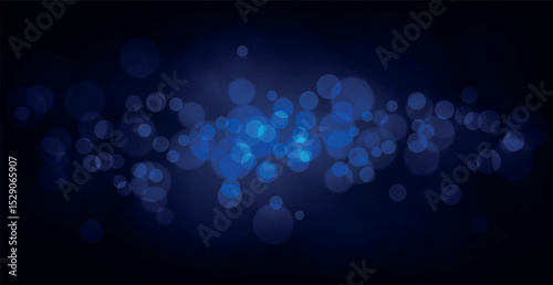 Abstract blue bokeh background with defocused circles and glitter. Decoration element for Christmas and New Year holidays, greeting cards, web banners, posters - Vector illustration