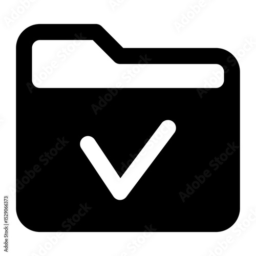 folder check black glyph icon