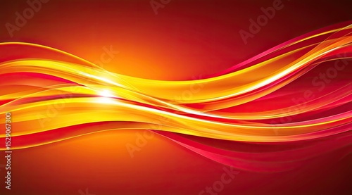 Abstract dynamic waves of vibrant red and yellow