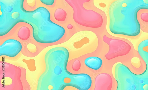 Abstract pattern of colorful, liquid-like blobs