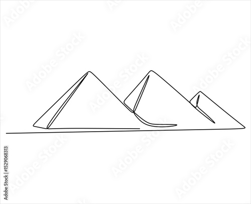 Abstract linear drawing of beautiful mountains