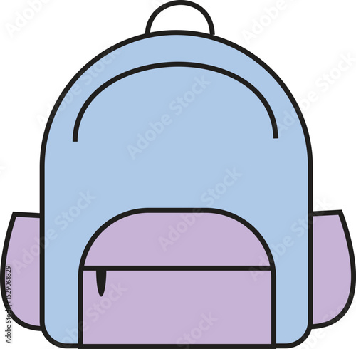 Colorful School Backpack Vector Illustration – Cute Blue and Purple Bag for Kids, Education, Travel, and Student Supplies Design